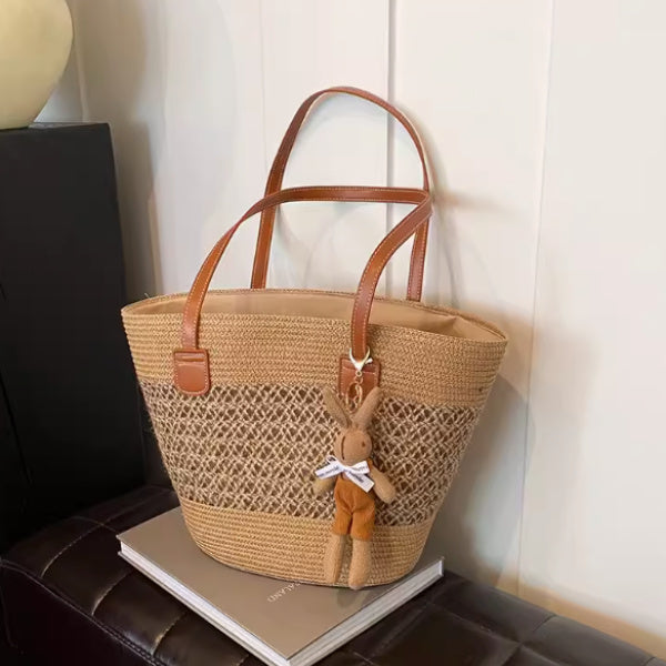 tote seaside large capacity woven shoulder bag rattan woven