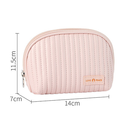 round cake cosmetic bag cosmetic bag cute travel organizer pouch set for women pu leather waterproof wash bag large capacity advanced feeling portable cosmetic bag