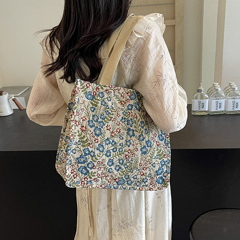 flowers canvas handbag fashion large capacity shoulder bags for women