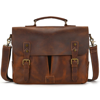 retro mens briefcase crazy horse leather