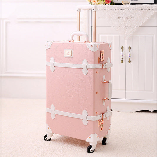 retro ladies luggage trolley suitcase