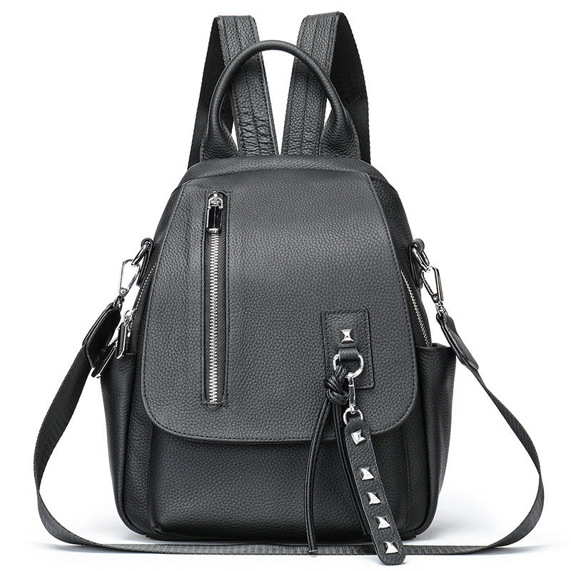 womens casual simple leather backpack