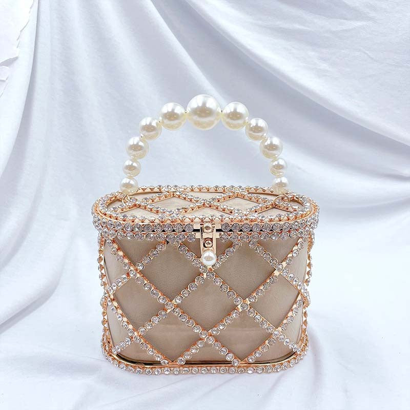 womens dinner party trendy diamond hollow trendy basket bag