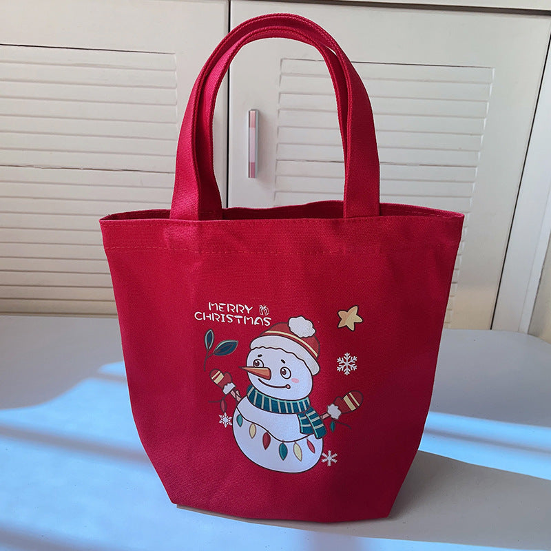 minimally handheld christmas printed canvas bag