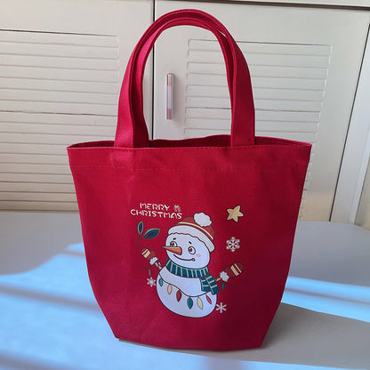 minimally handheld christmas printed canvas bag