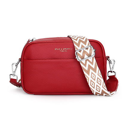fashion simple shoulder messenger bag top layer cowhide small square bag