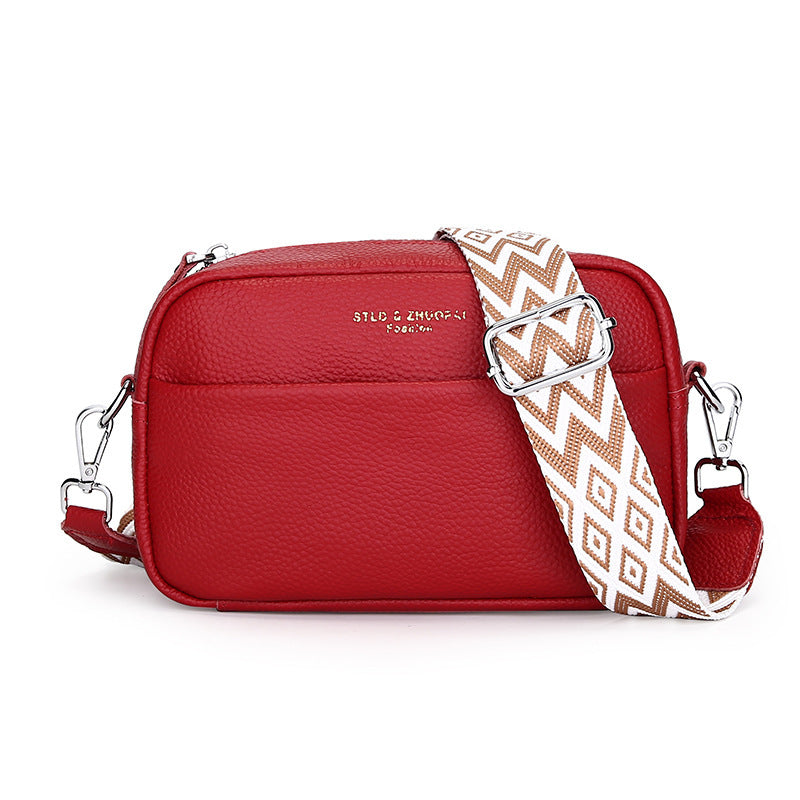 fashion simple shoulder messenger bag top layer cowhide small square bag