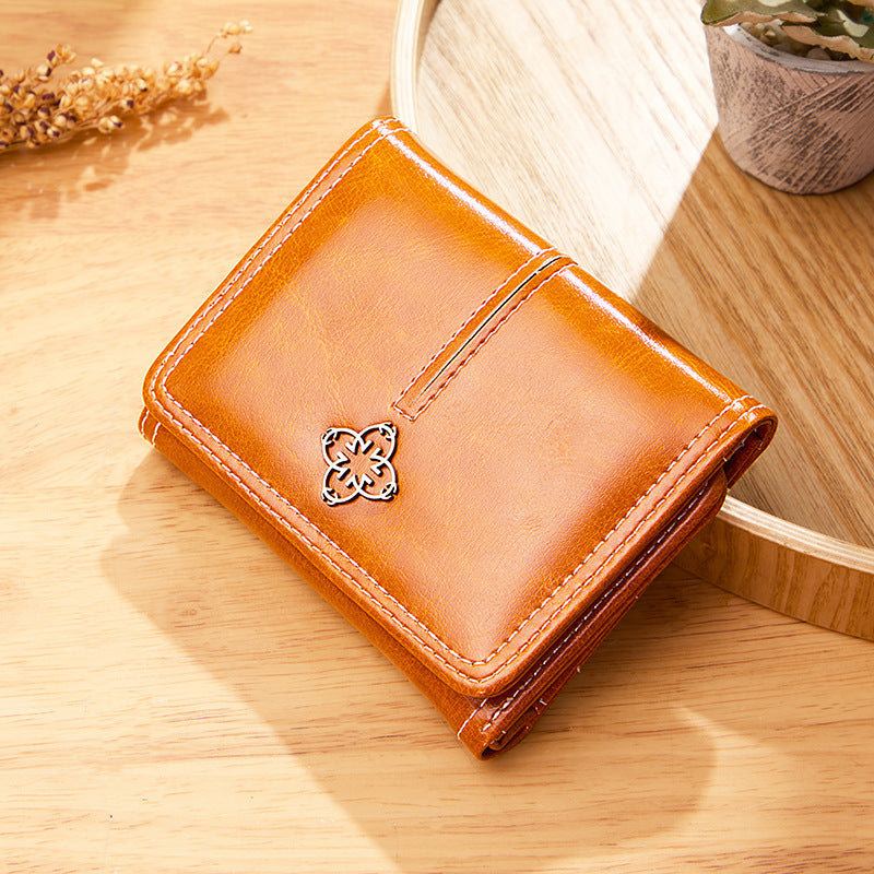 womens short trifold vintage wallet