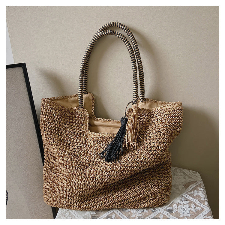 winter fashion straw casual tote bag