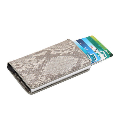 automatic eject card box metal aluminum alloy anti theft swipe wallet card box card for men and women