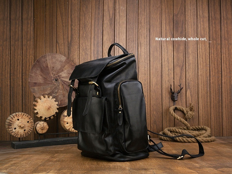 handmade genuine leather british style large capacity mens backpack retro