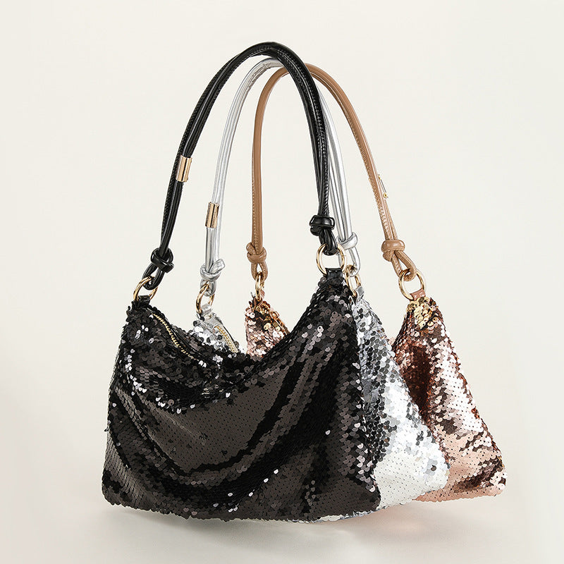 sequin knotted single shoulder underarm bag
