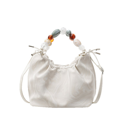 Womens Stylish Pleated Minimalist Pearl Crossbody Bag