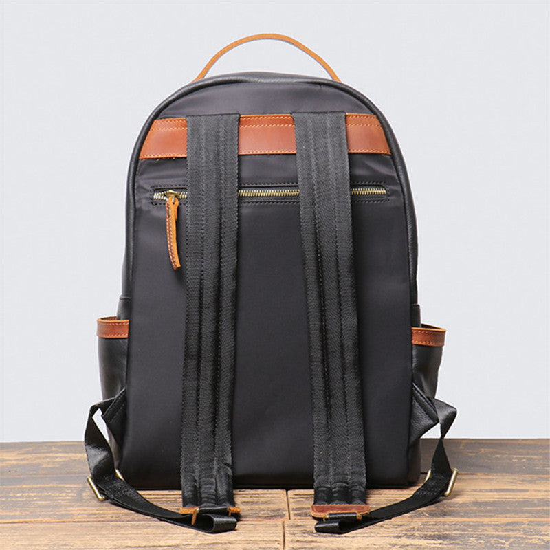 british retro trend leather backpack personality color contrast