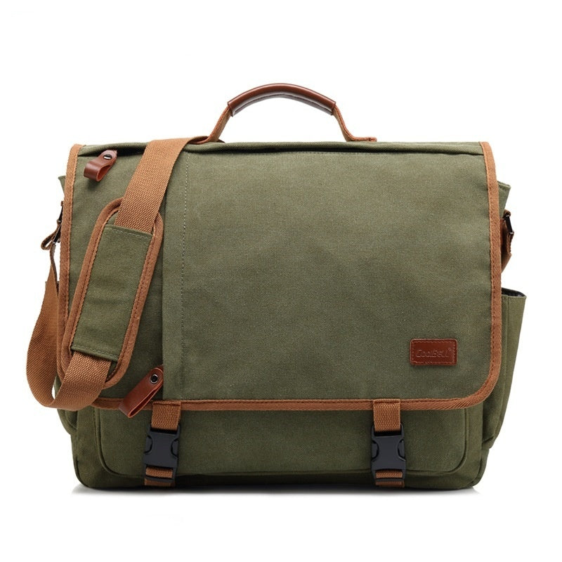 mens canvas waterproof large capacity shoulder bag