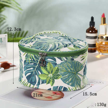 travel ladies canvas storage bag with large capacity pure cotton creative printing cosmetic