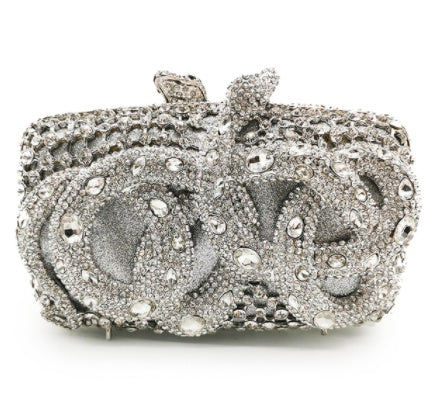 python diamond studded dinner bag magnetic clasp chain clutch