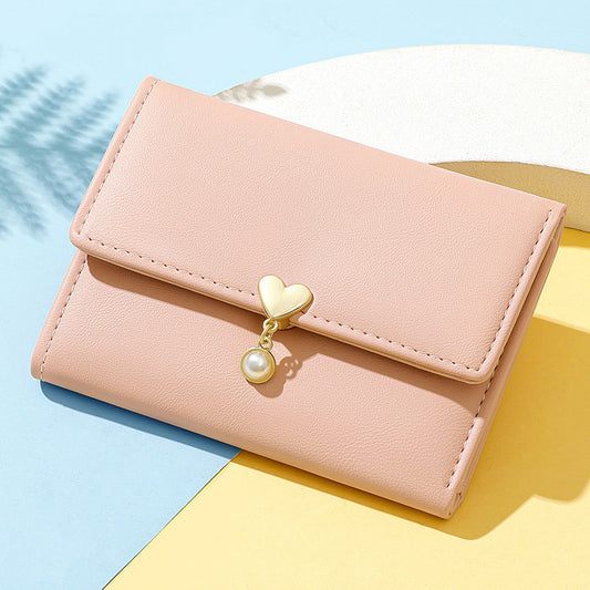 mini womens cute tri fold love wallet