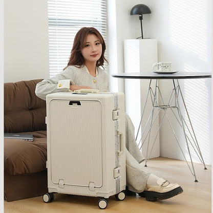 trolley aluminum frame large capacity front opening luggage