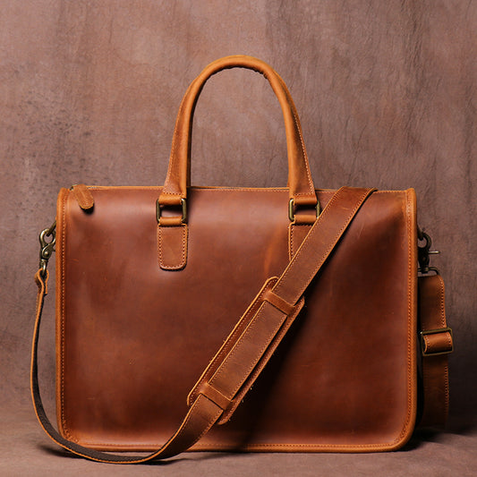 mens bag crazy horse leather briefcase for laptop