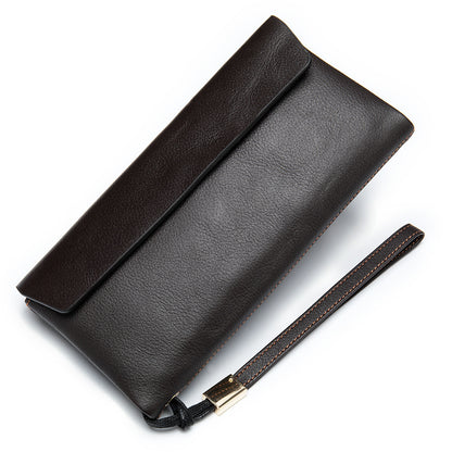 retro large capacity multiple card slots long genuine leather wallet