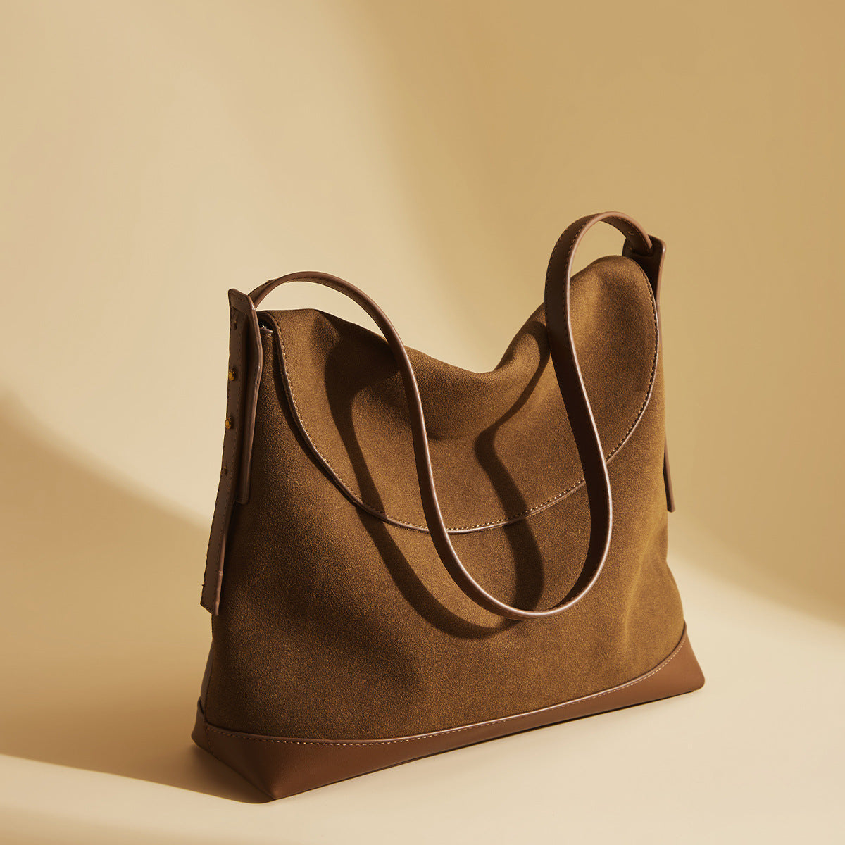 Vintage Suede-Like Shoulder Bag With Large Capacity And Crossbody Design