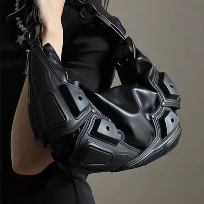 dark functional underarm crescent crossbody bag