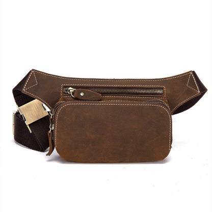 top layer cowhide mens sports waist bag