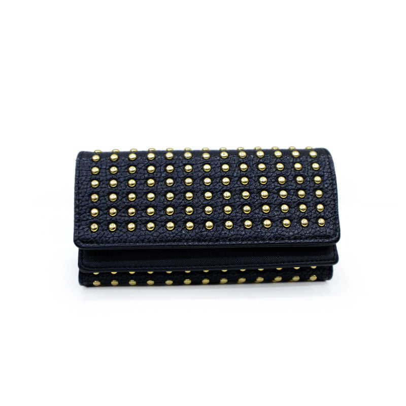 womens rivet three fold wallet