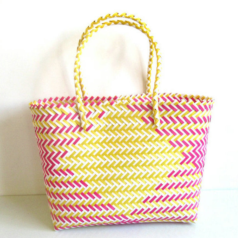 woven portable striped color matching beach fashion womens bag