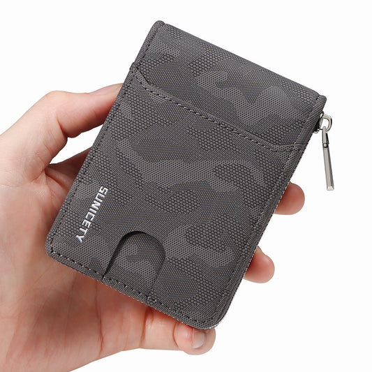 camouflage large capacity zipper mens wallet