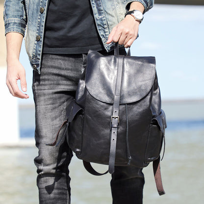 top leather backpack large capacity