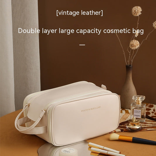 travel double zipper portable ins style portable cosmetic bag