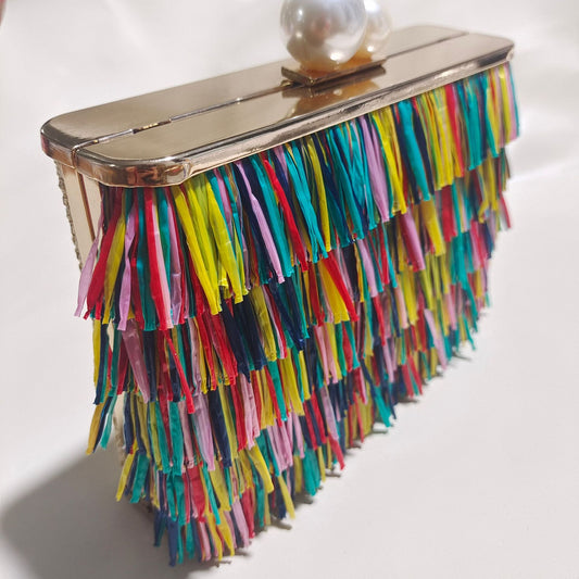 womens fashion seven color tassel dinner bag