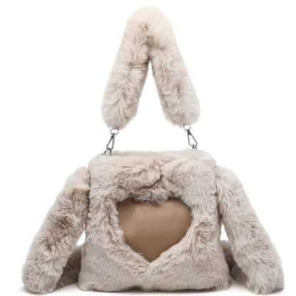 women fluffy shoulder bag top handle bag female autumn winter handbag plush tote girls fashion shopping bags handbags for women