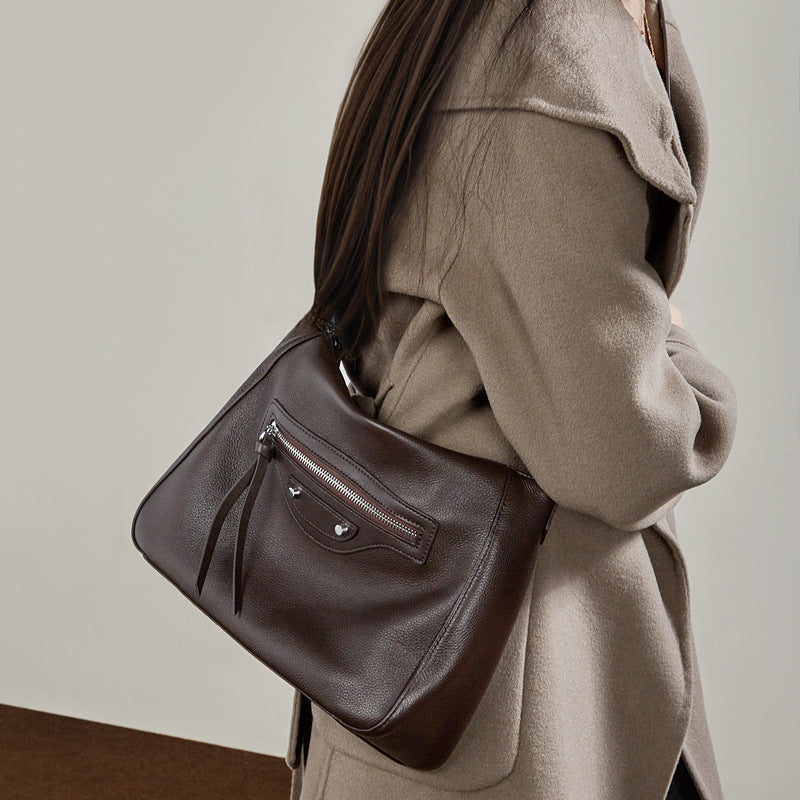 Large-capacity Crossbody Bag Made Of Genuine Leather For Women