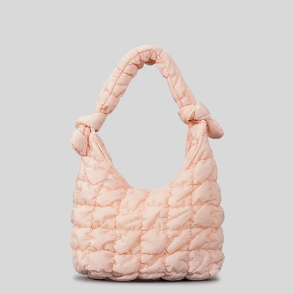 simple quilted bubble texture cloud pleated handbag for women