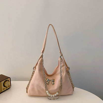 niche commuter pearl chain one shoulder bag womens all match shoulder tote bag