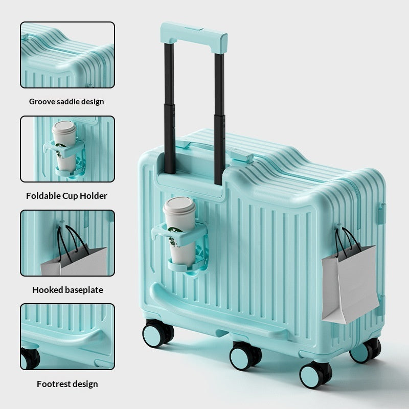 Creative Solid-color Rideable Childrens Rolling Suitcase Knot