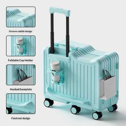 Creative Solid-color Rideable Childrens Rolling Suitcase Knot