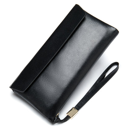 soft leather wallet korean style top layer cowhide womens mid length