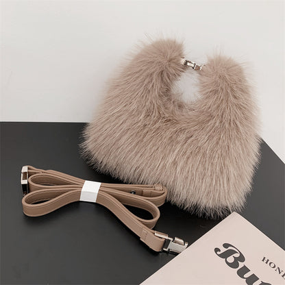 autumn and winter new imitation fox fur hand holding dinner bag