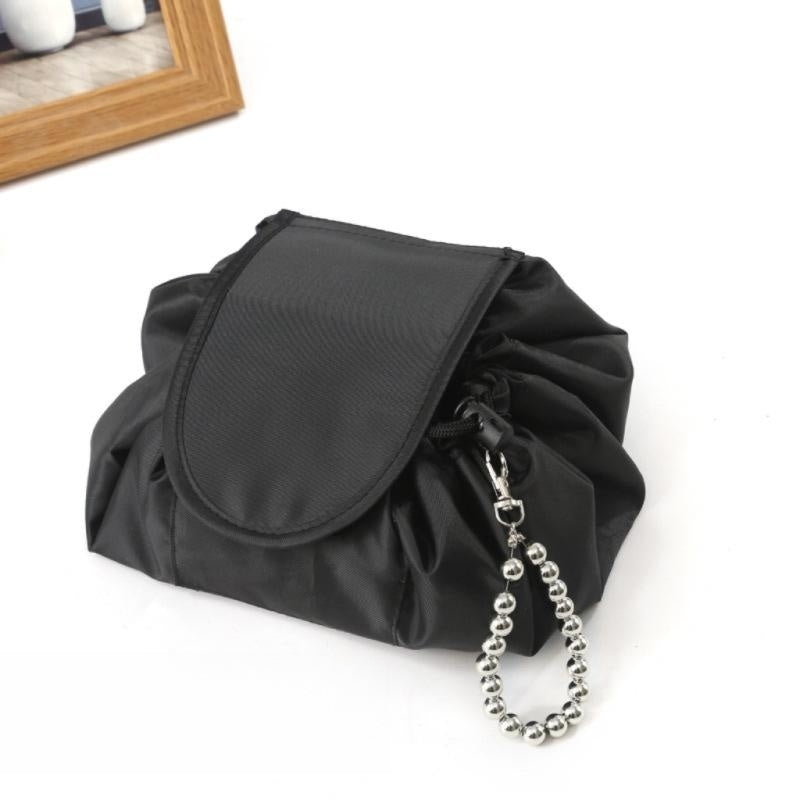 drawstring portable travel storage black cosmetic cosmetic bag