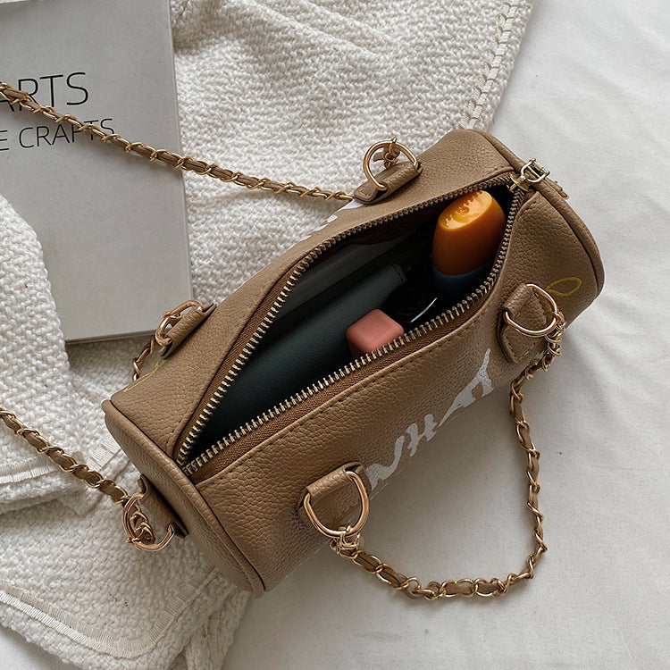 small handbags womens bag cylinder graffiti shoulder