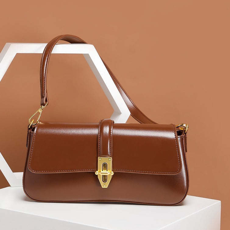 advanced texture wild baguette armpit crossbody leather womens bag