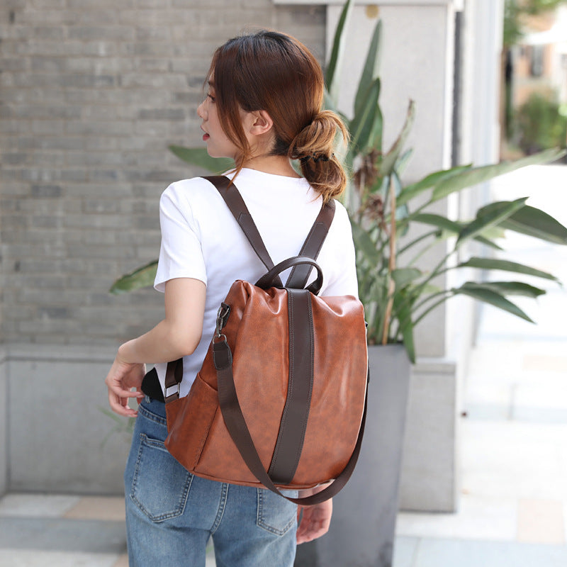 womens fashion soft leather backpack