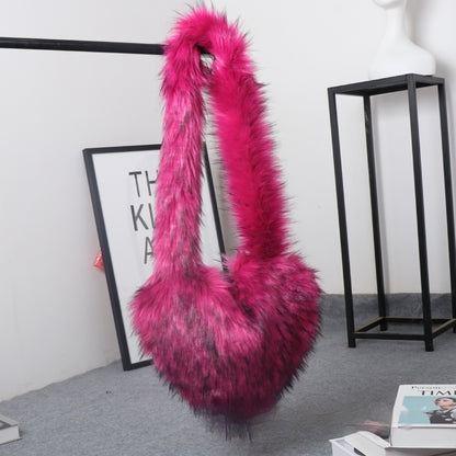 crossbody love female fur plush big bag capacity personality