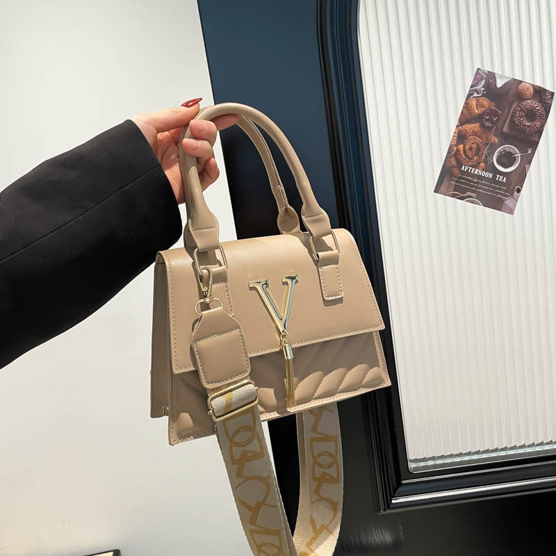 Womens Fashion Solid-Color Tassel Crossbody Bag