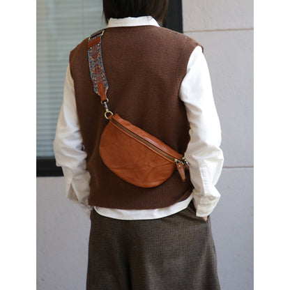 skeleton skin saddle bag wide shoulder strap top layer cowhide retro simple bohemian style