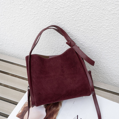New Womens Niche Frosted Cowhide Bucket Shouldercrossbody Bag